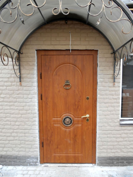 дверь уличная с козырьком